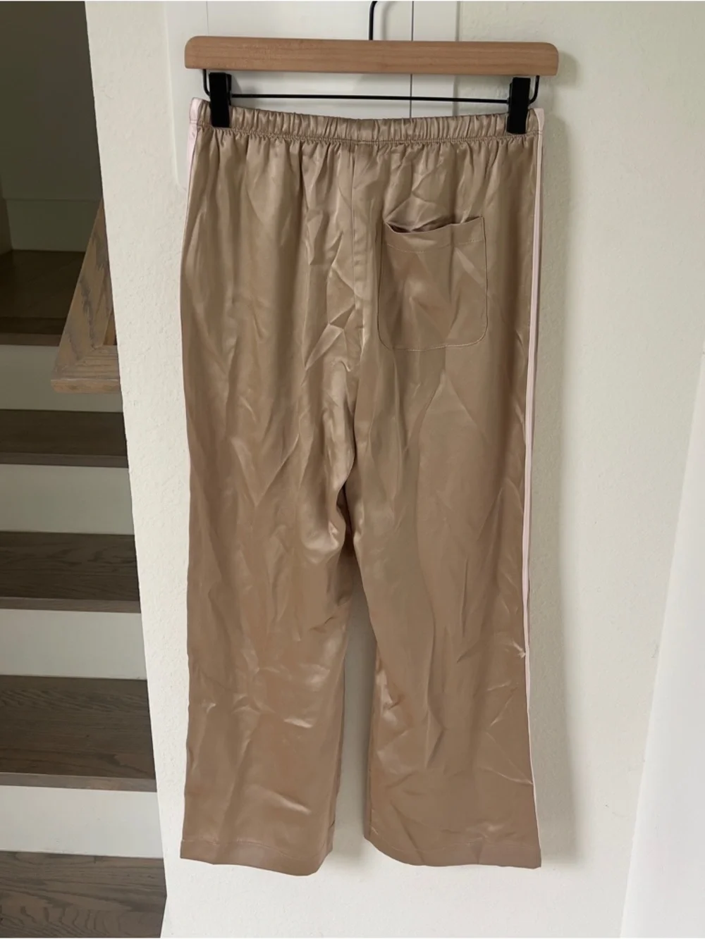 DONNI The Silk Stripe Crop Pull-on Pants In Brown - Tan / Pink - XS - NWT - Picture 5 of 8